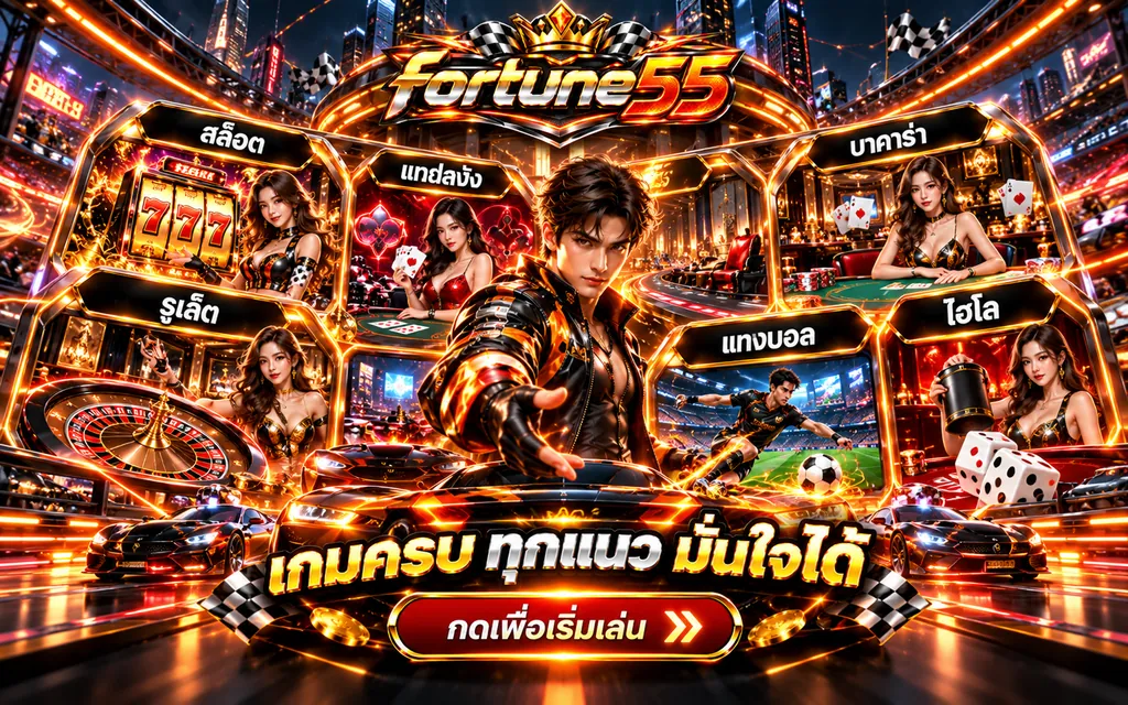 fortune55 รวมเกมครบทุกแนว สล็อต บาคาร่า รูเล็ต ไฮโล ป๊อกเด้ง และแทงบอล ในเว็บเดียว